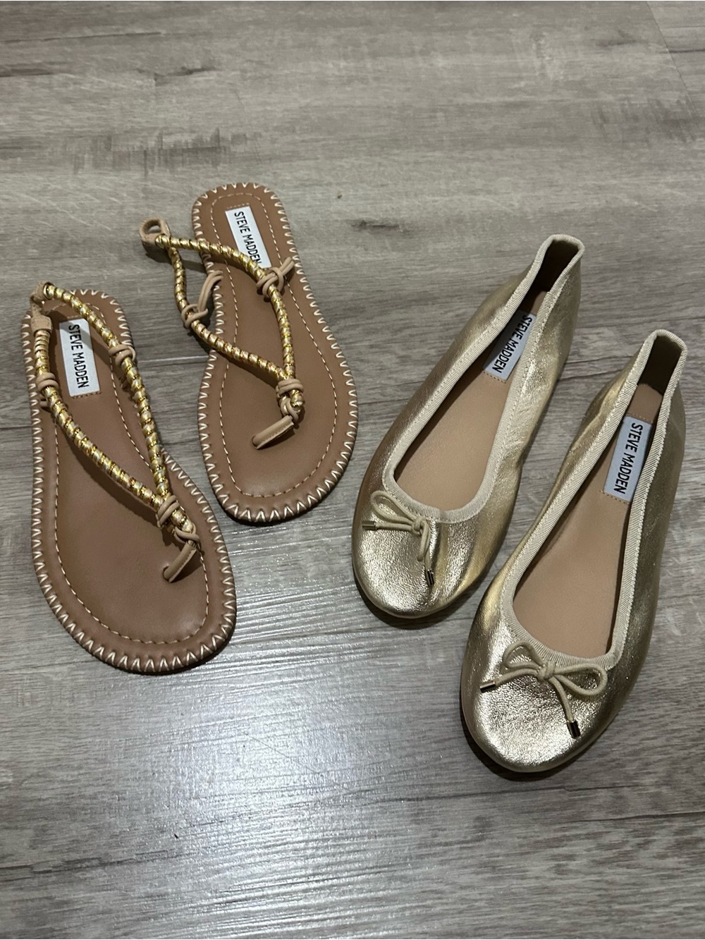 Steve Madden Gold Ballet Flats and Sandals size 6.5